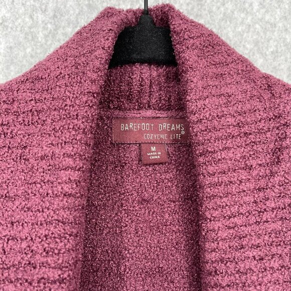 Barefoot Dreams CozyChic Lite Circle Cardi Size M Red Maroon Comfy Pockets EUC - Picture 5 of 11
